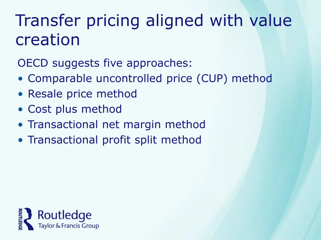 transfer pricing aligned with value creation