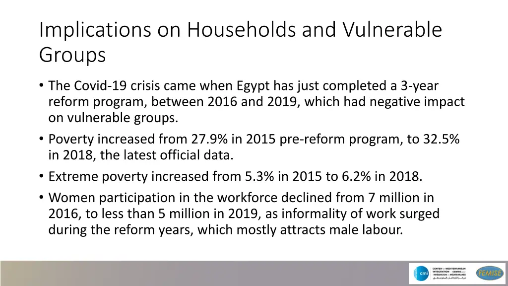 implications on households and vulnerable groups