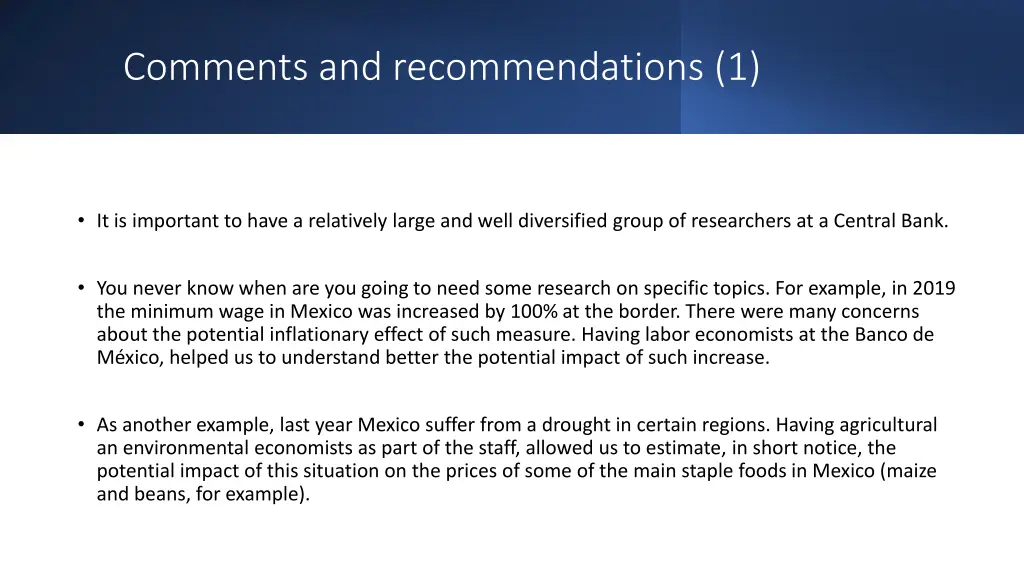 comments and recommendations 1