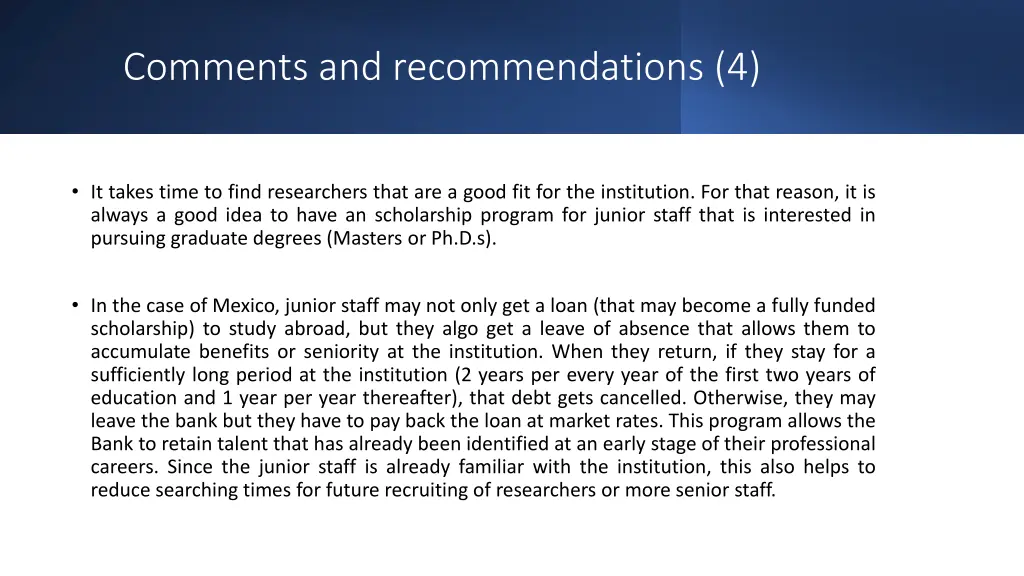 comments and recommendations 4