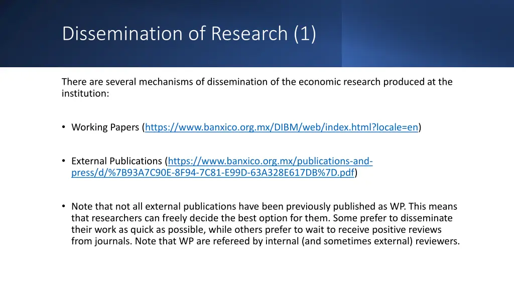 dissemination of research 1