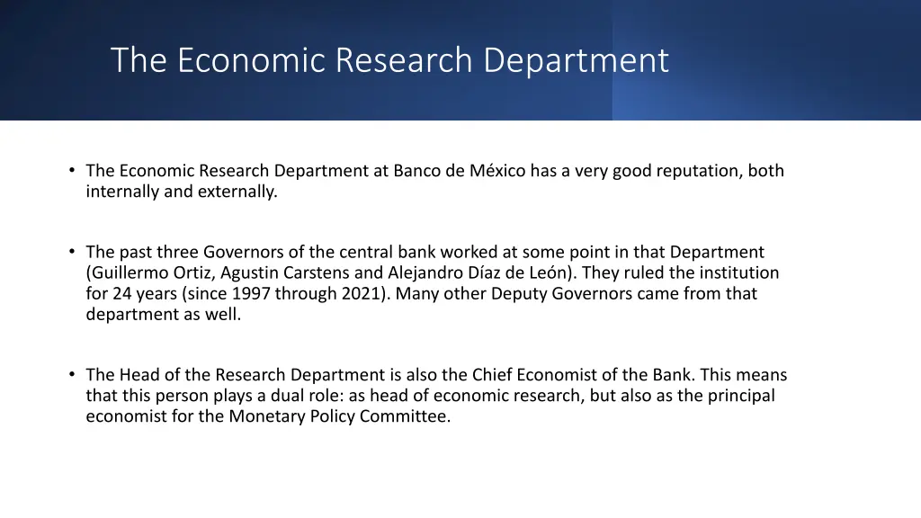 the economic research department