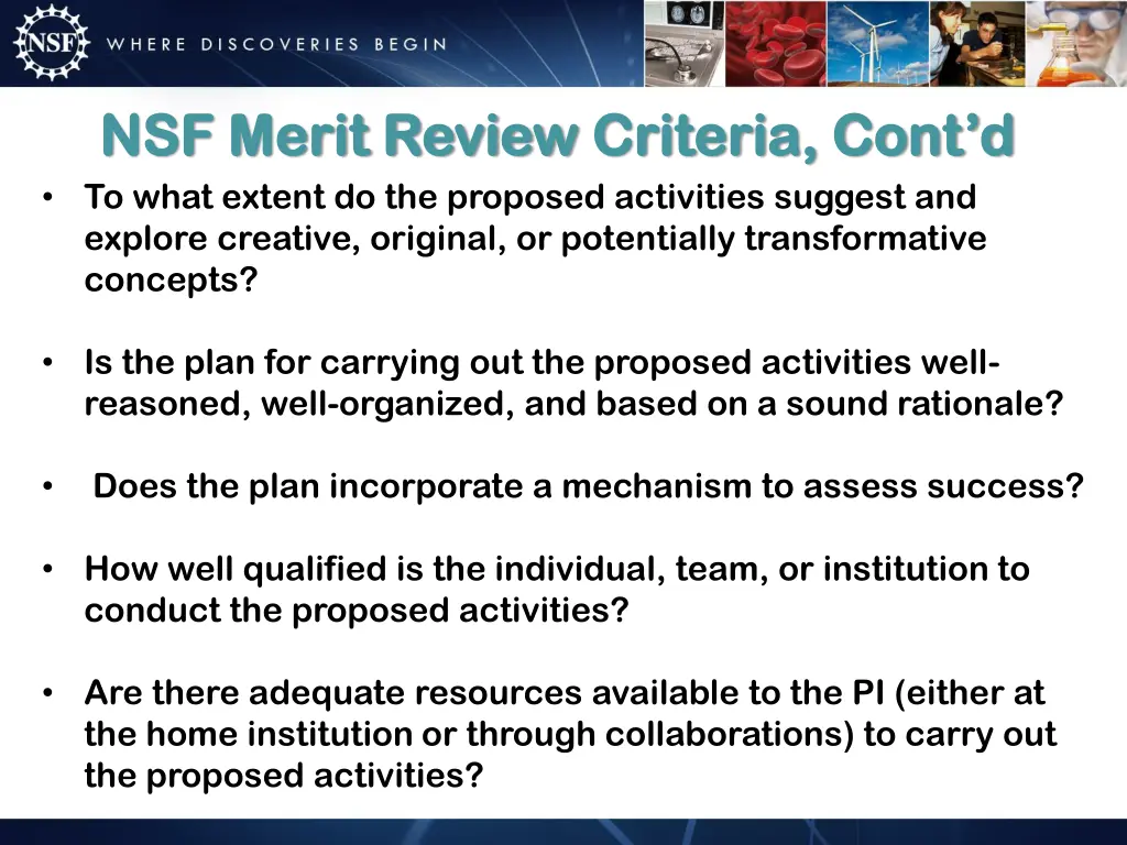 nsf merit review nsf merit review criteria cont