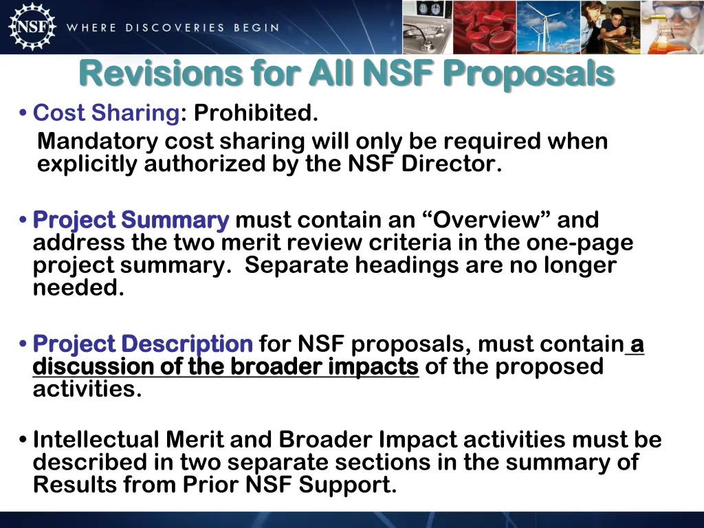 revisions for all nsf proposals revisions