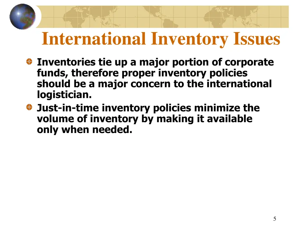 international inventory issues