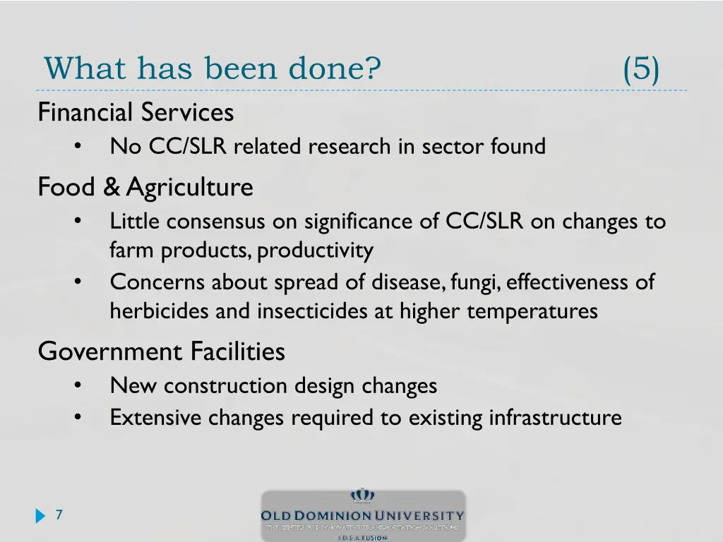 what has been done financial services