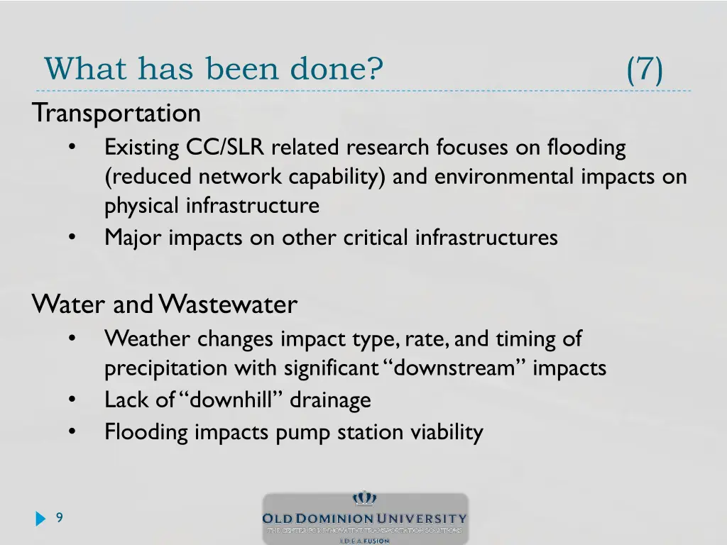 what has been done transportation existing