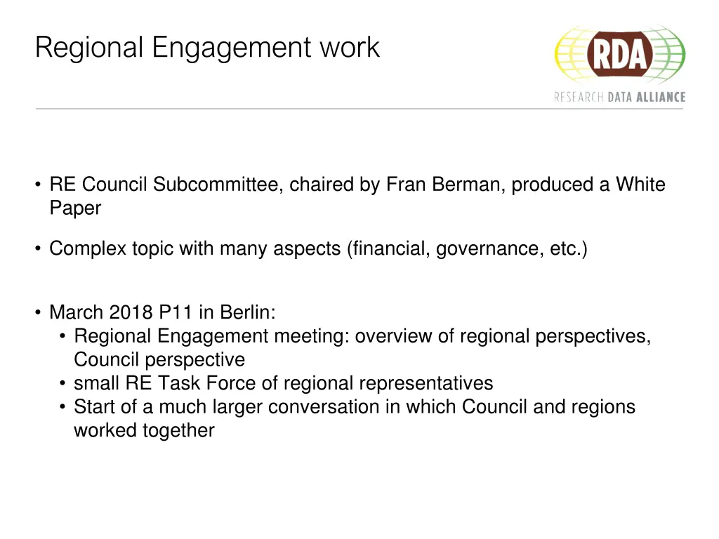 regional engagement work