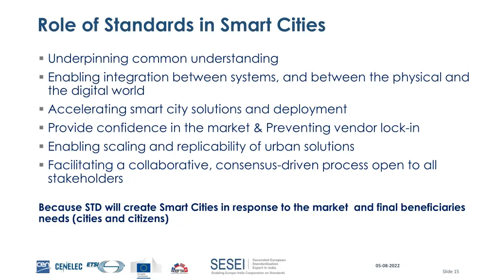 role of standards in smart cities