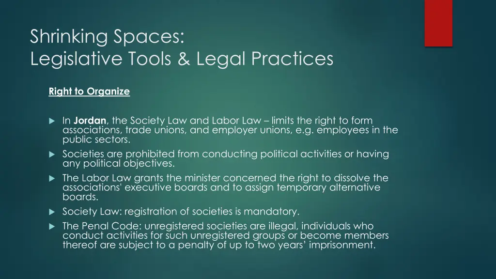 shrinking spaces legislative tools legal practices 1