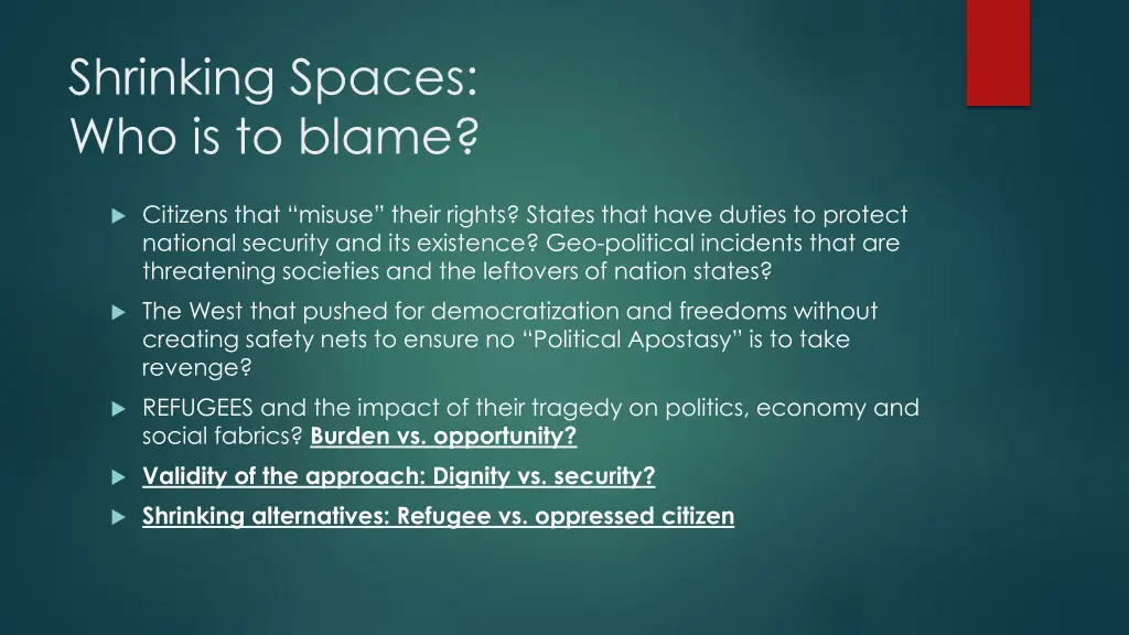 shrinking spaces who is to blame
