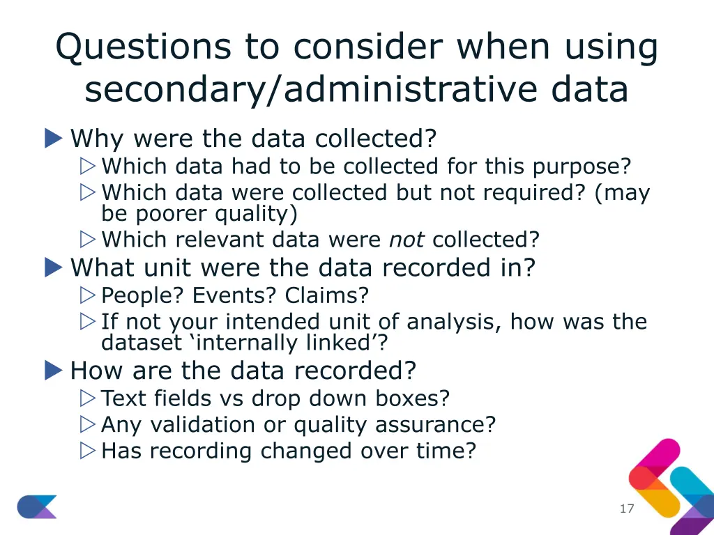 questions to consider when using secondary