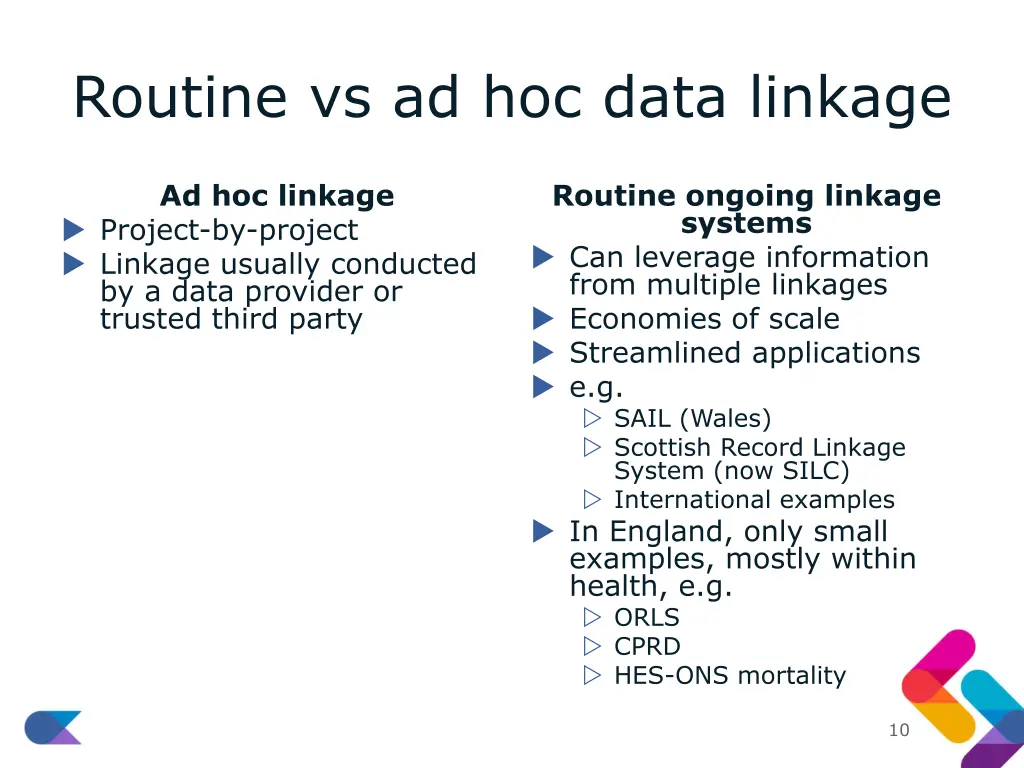 routine vs ad hoc data linkage