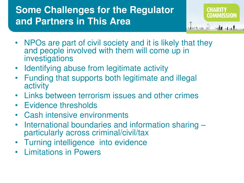 some challenges for the regulator and partners