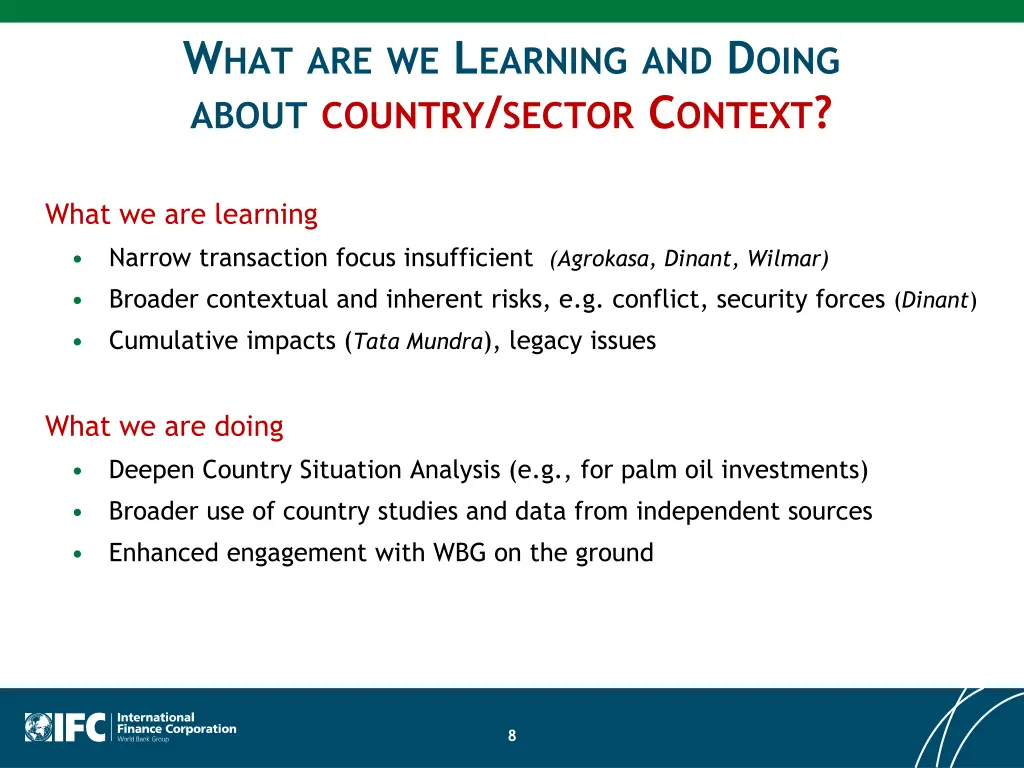 w hat are we l earning and d oing about country