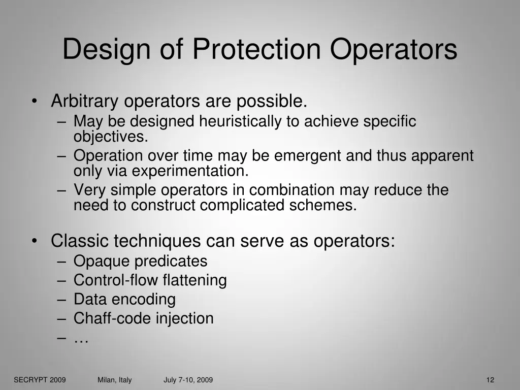 design of protection operators