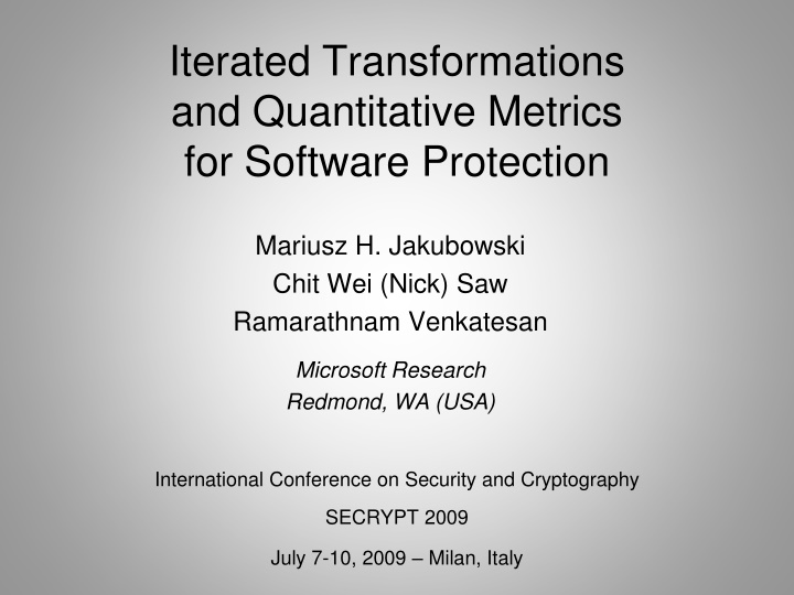 iterated transformations and quantitative metrics