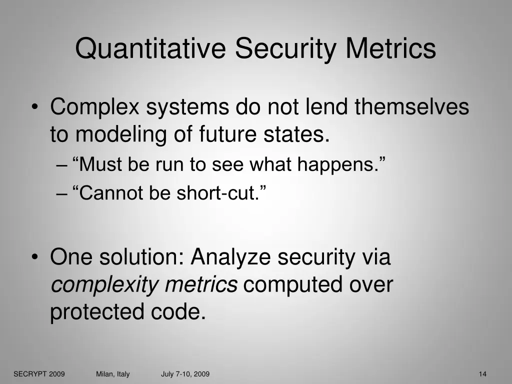 quantitative security metrics
