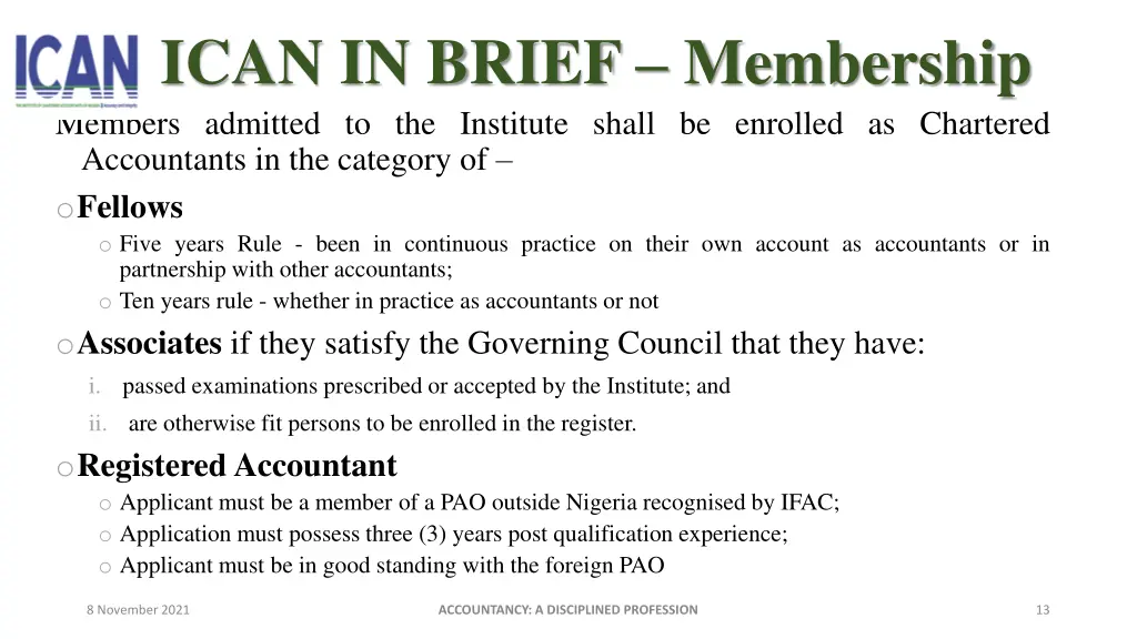 ican in brief membership members admitted