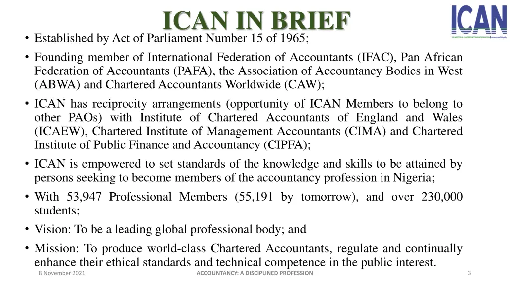 ican in brief