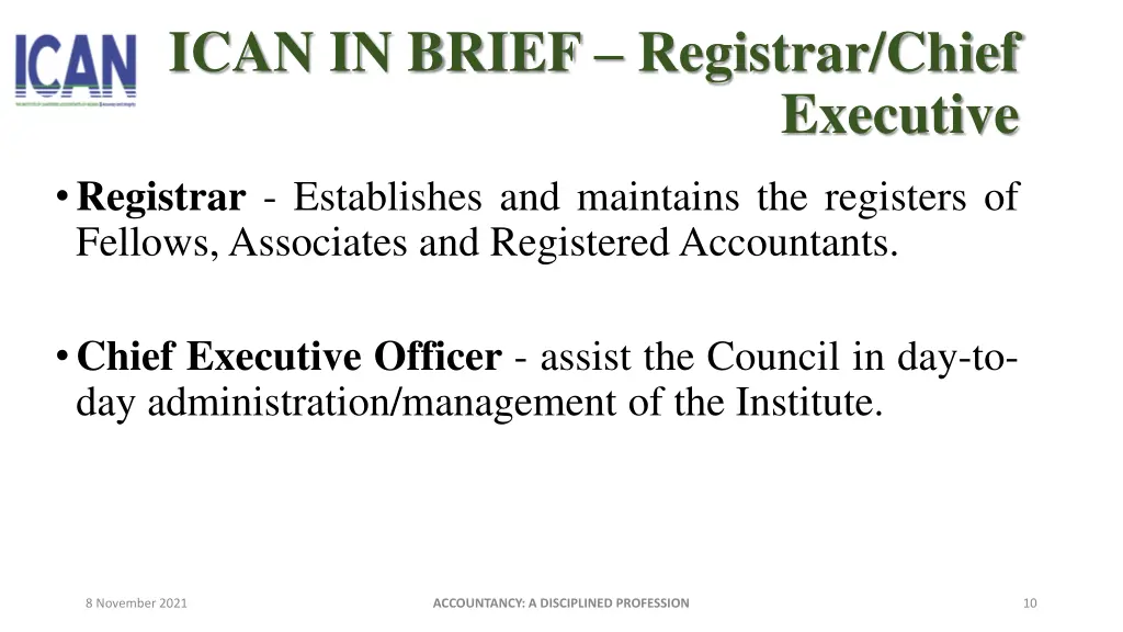 ican in brief registrar chief