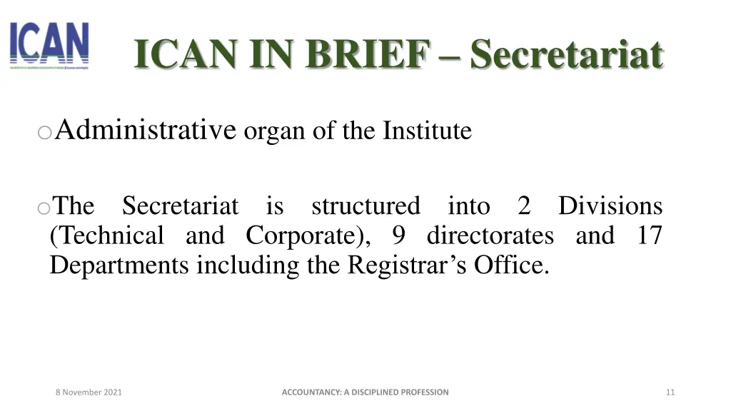 ican in brief secretariat