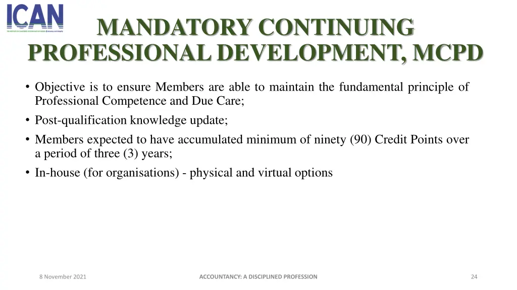 mandatory continuing professional development mcpd