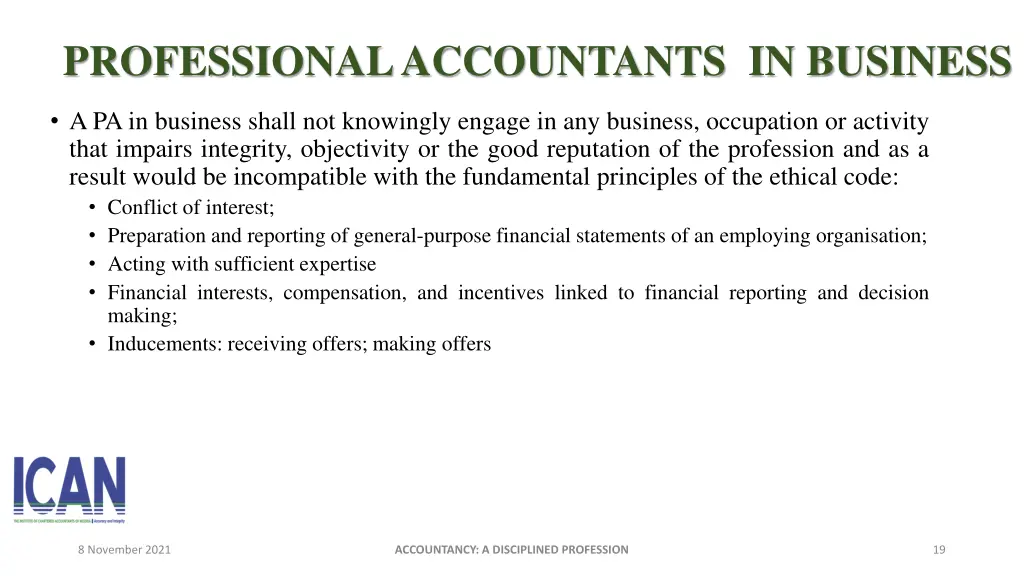 professional accountants in business