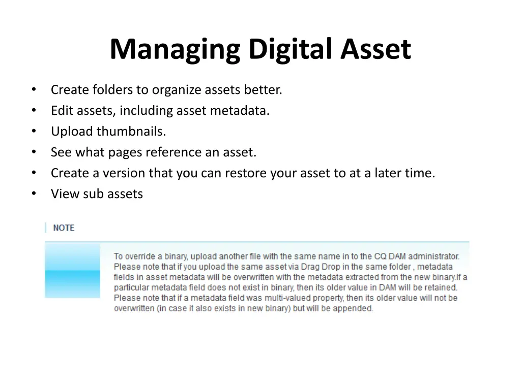 managing digital asset