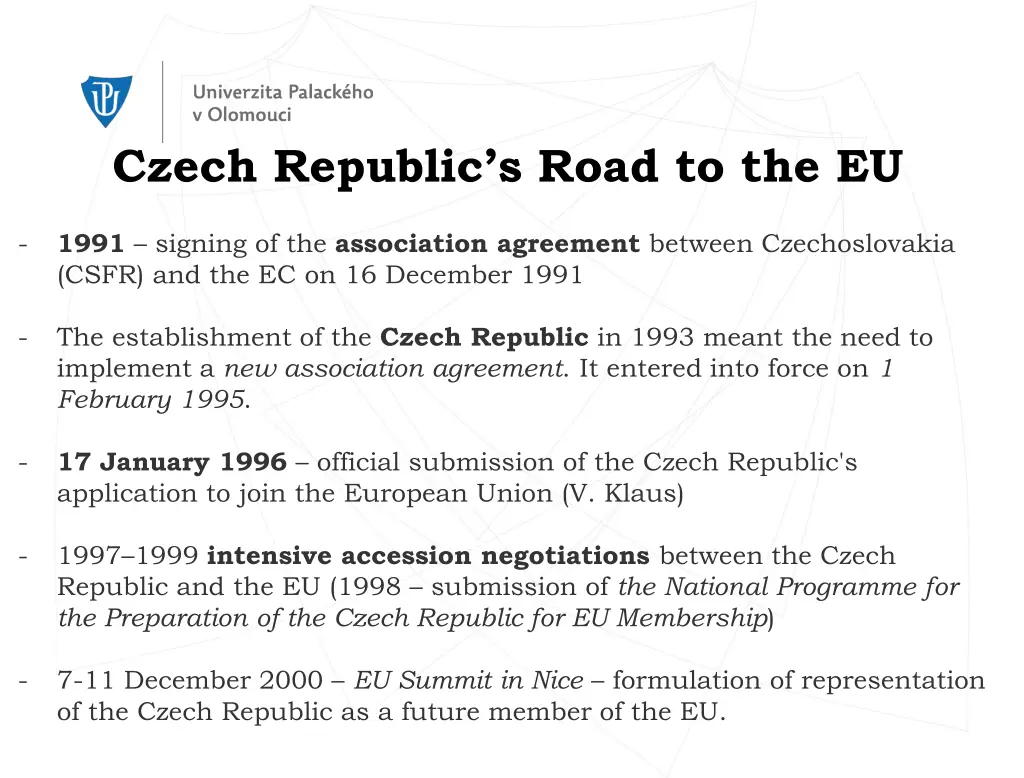 czech republic s road to the eu