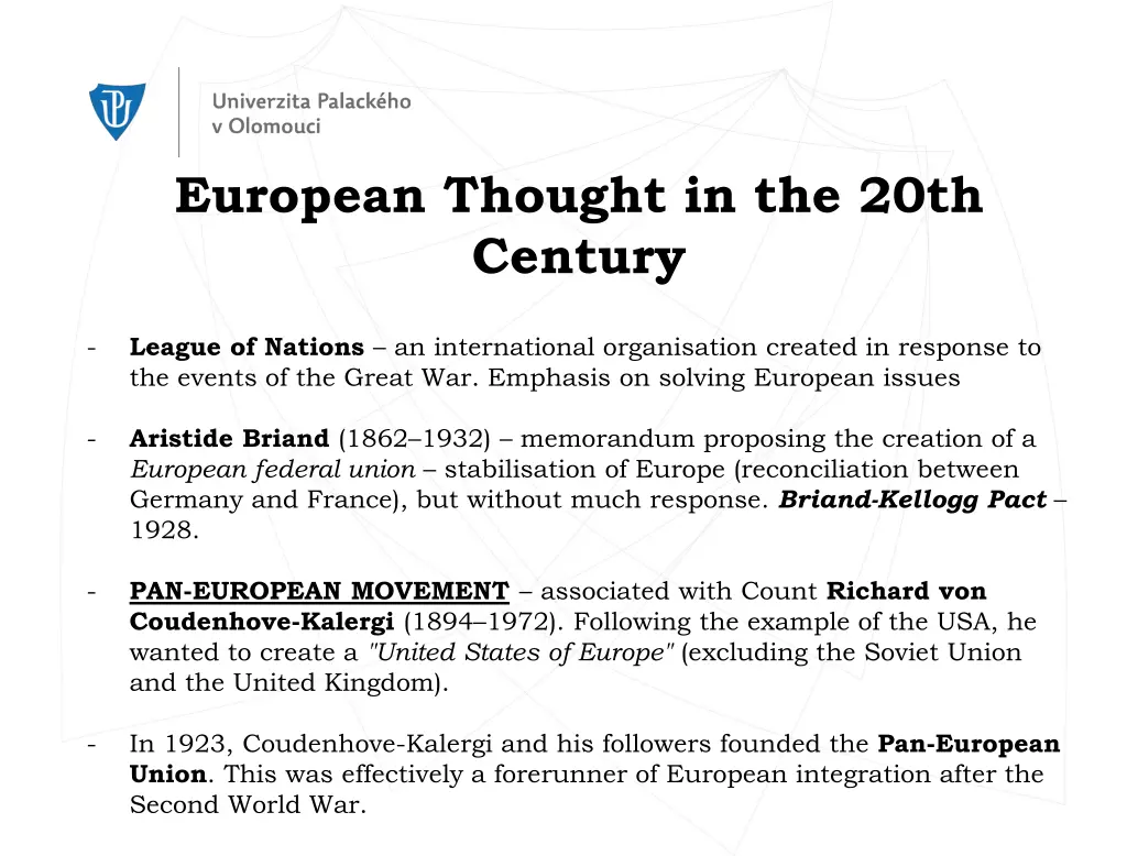 european thought in the 20th century