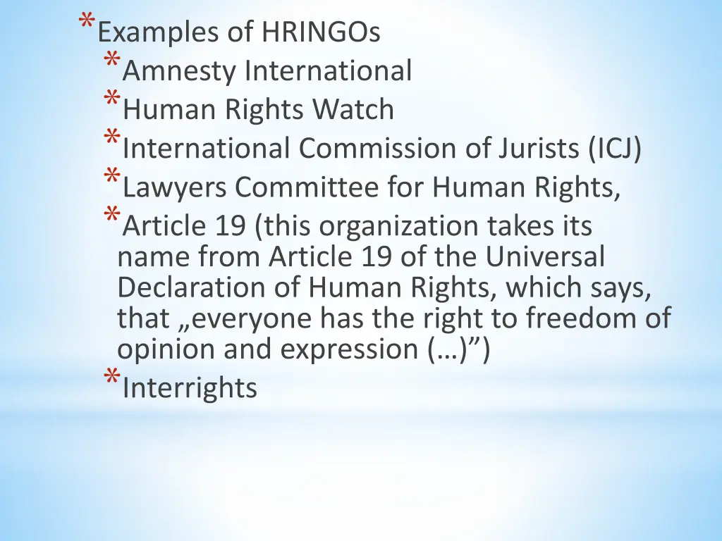 examples of hringos amnesty international human