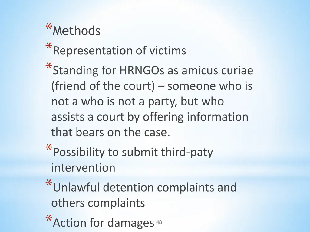 methods representation of victims standing