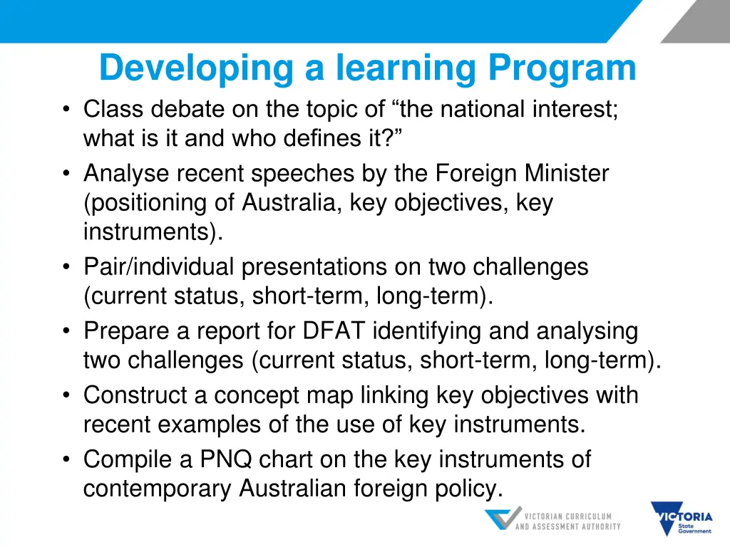 developing a learning program class debate