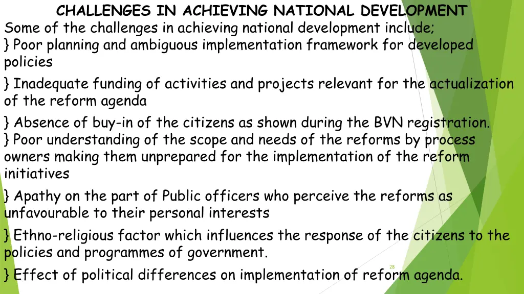 challenges in achieving national development some