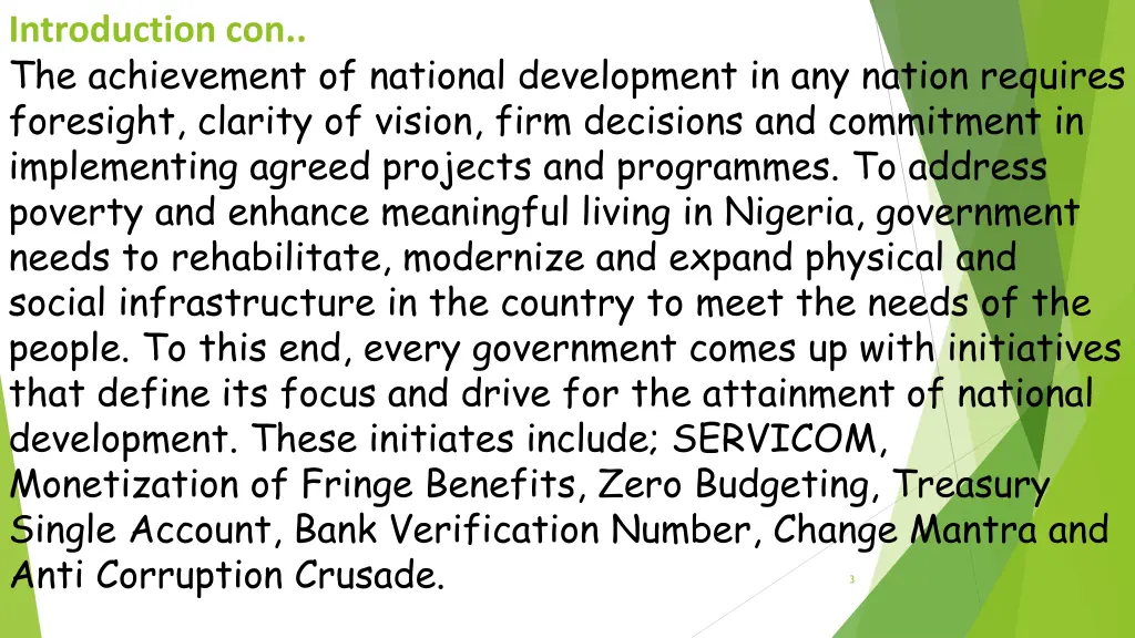 introduction con the achievement of national