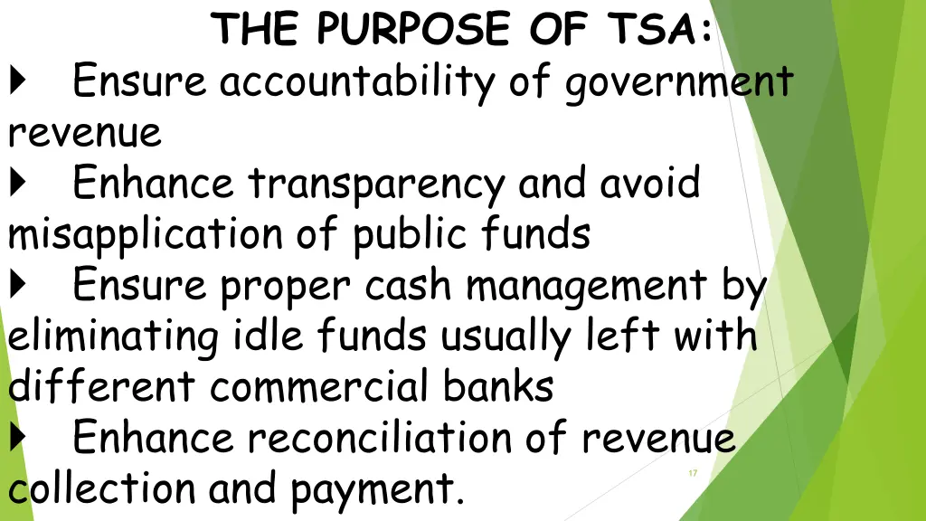 the purpose of tsa ensure accountability