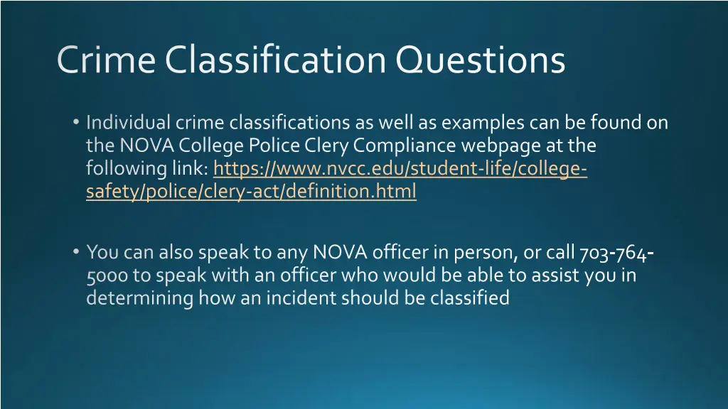 crime classification questions