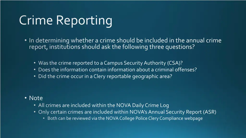 crime reporting