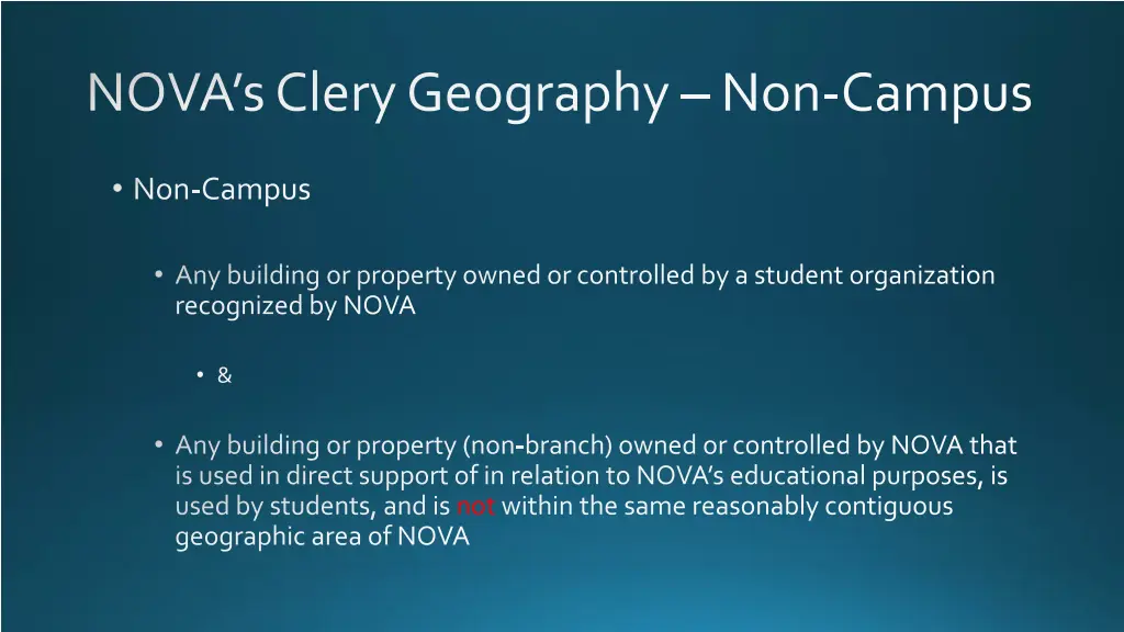 nova s clery geography non campus