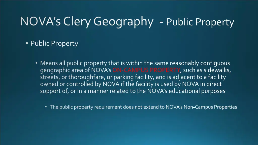 nova s clery geography public property