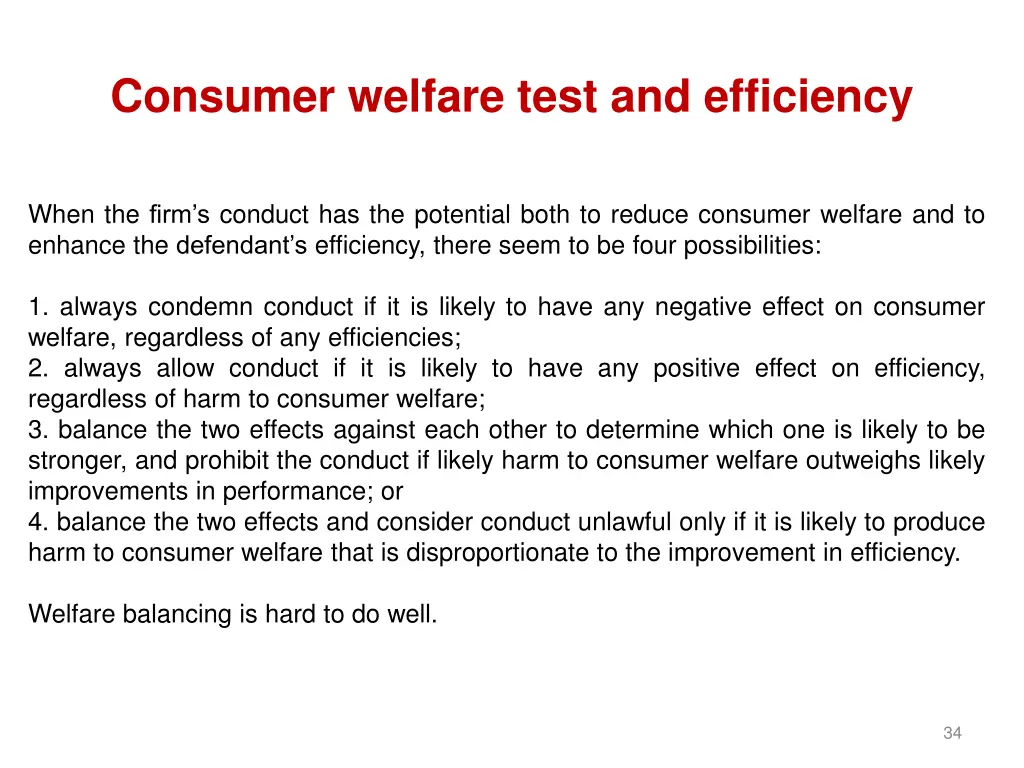 consumer welfare test and efficiency