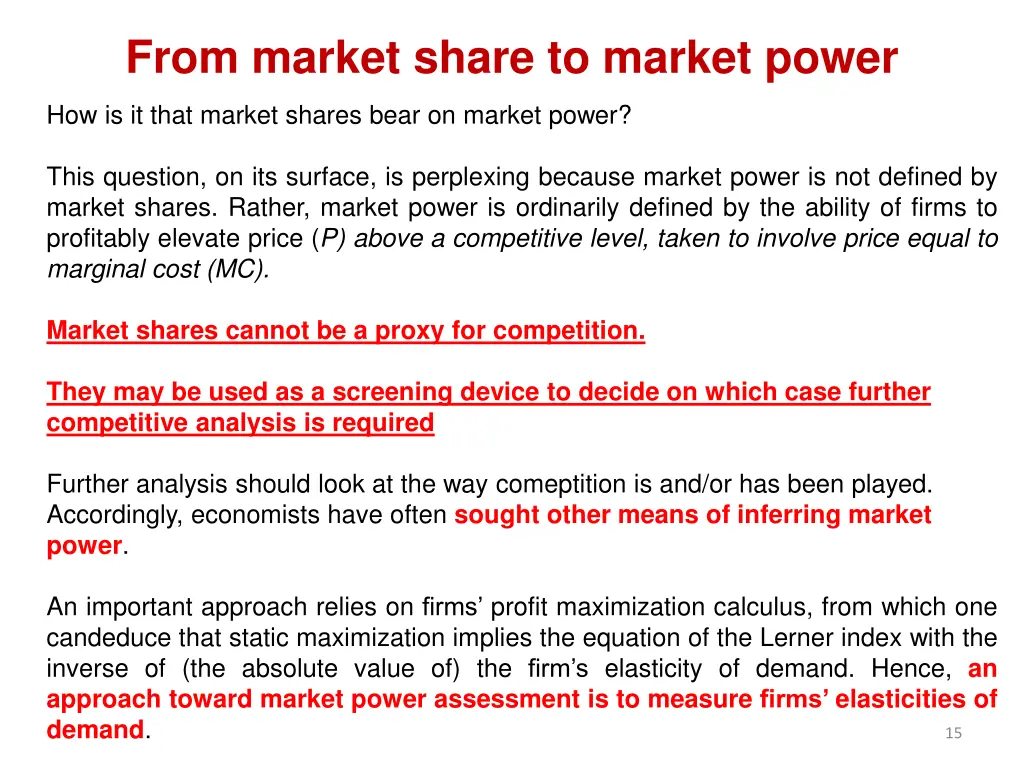 from market share to market power