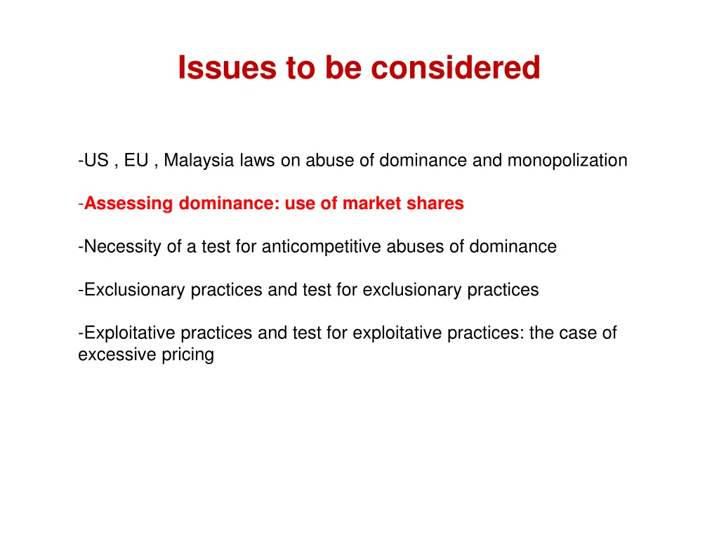 issues to be considered 1