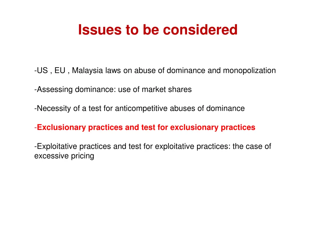 issues to be considered 3