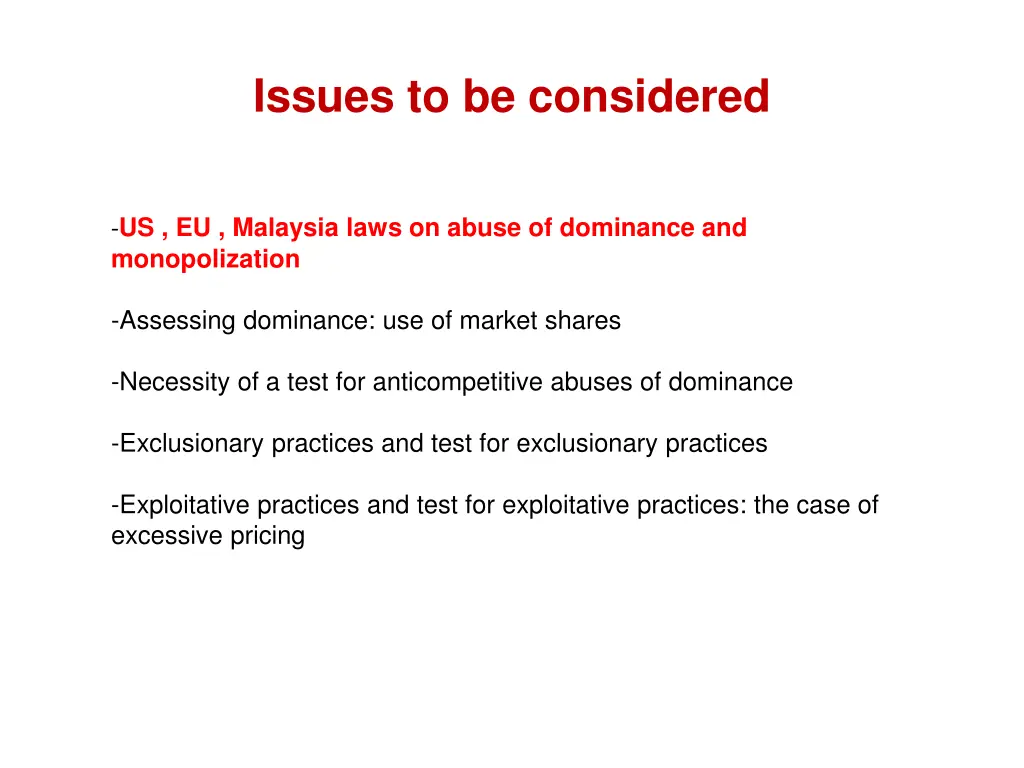 issues to be considered