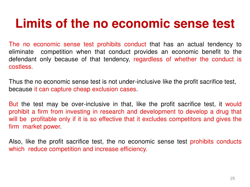 limits of the no economic sense test