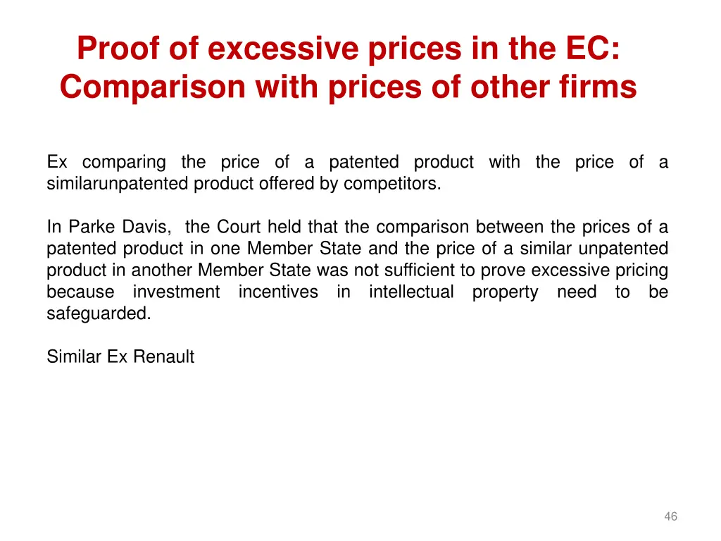 proof of excessive prices in the ec comparison 4