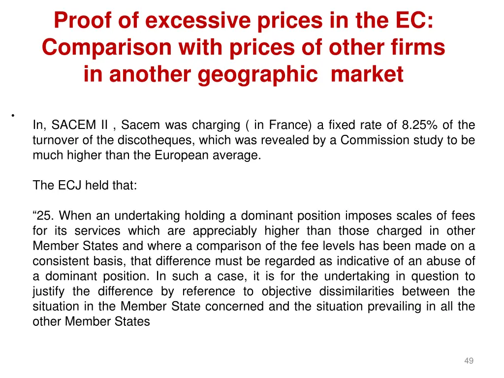 proof of excessive prices in the ec comparison 7