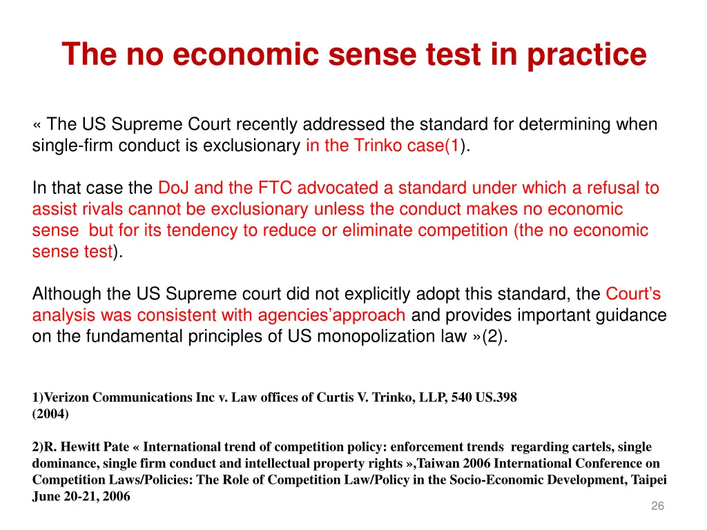 the no economic sense test in practice